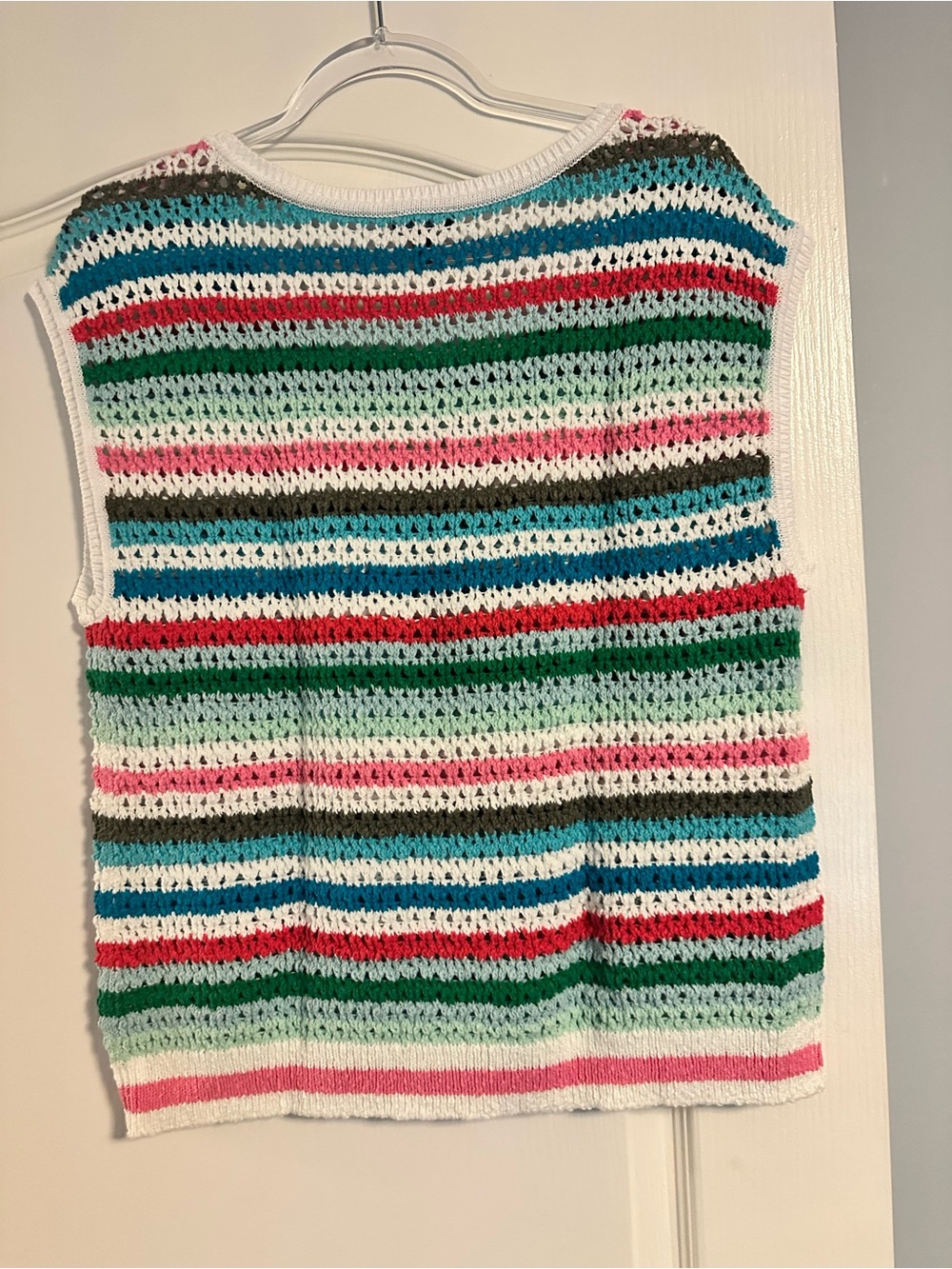 Talbots Multicolor Striped Crochet Shell Top - Picture 5 of 5